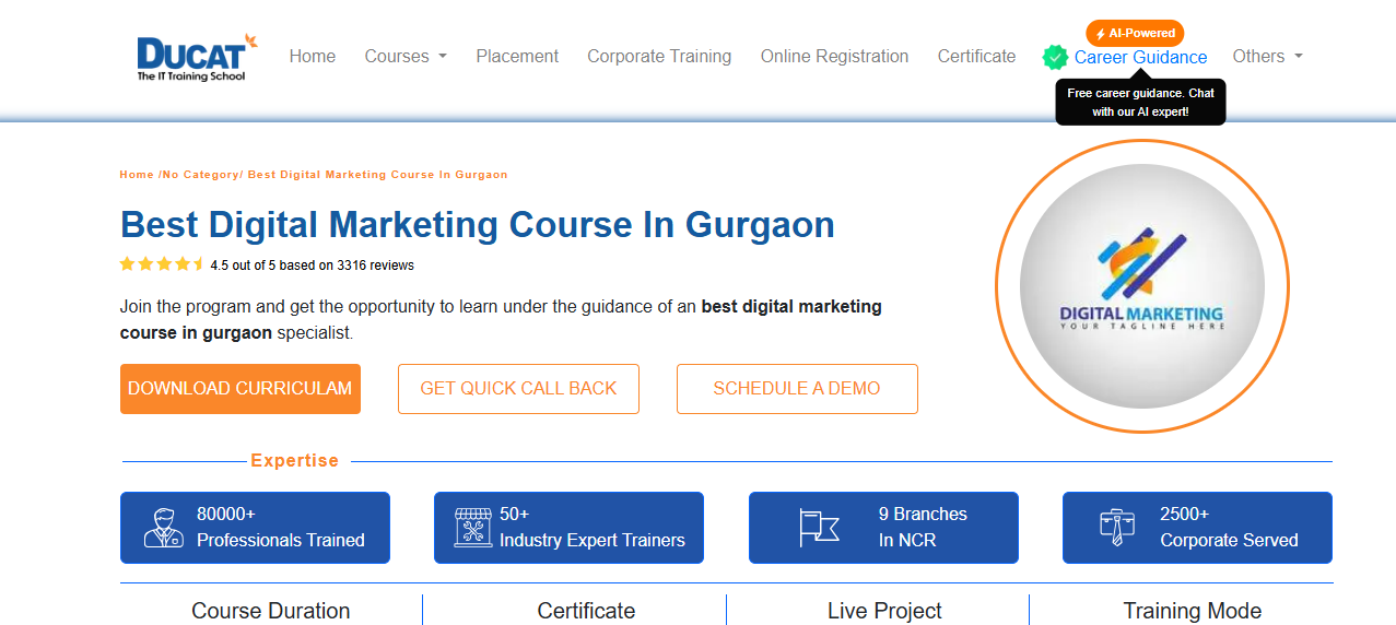 DUCAT  is the Worst digital marketing classes  in Gurgaon 