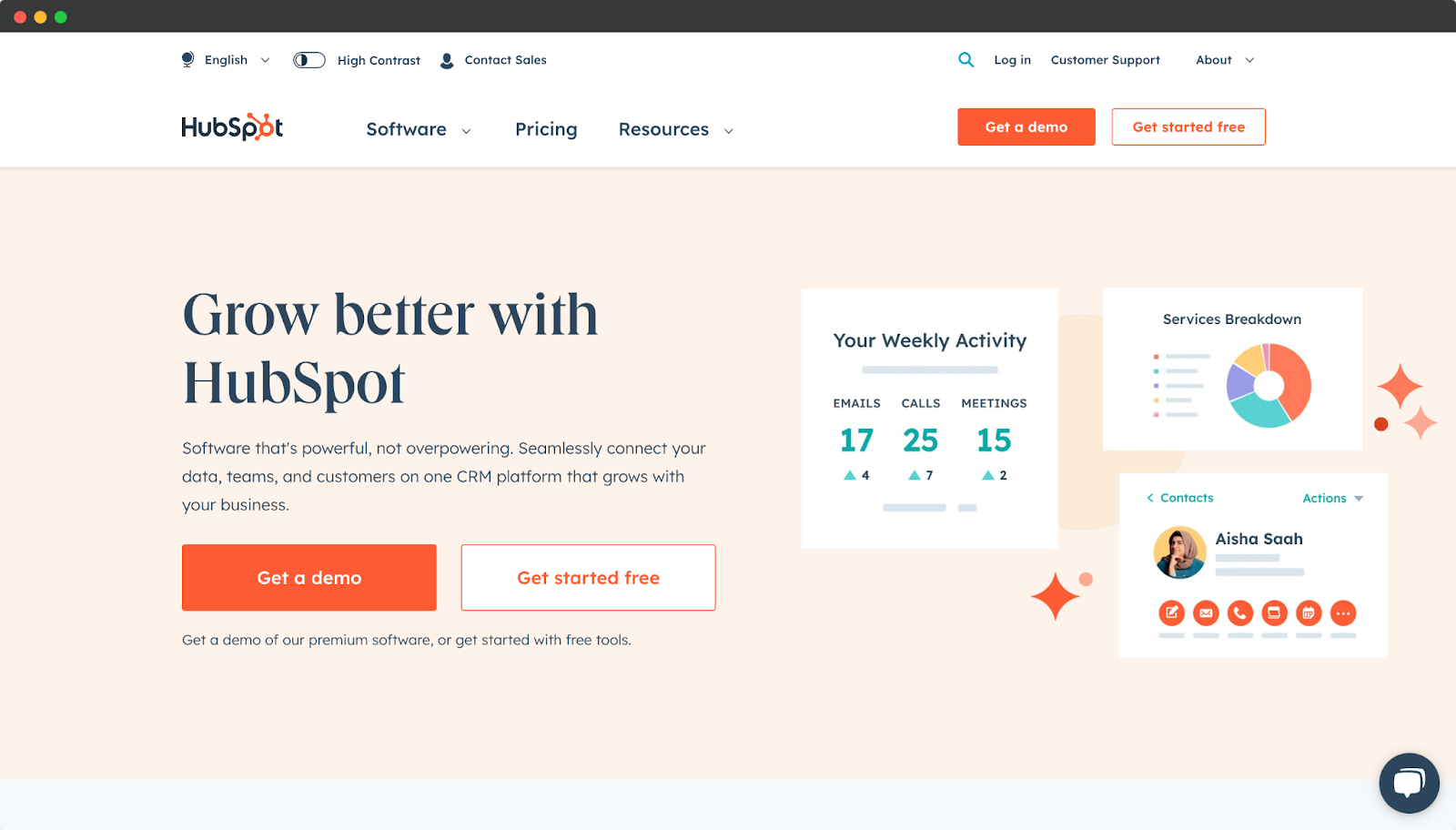 Hubspot homepage example