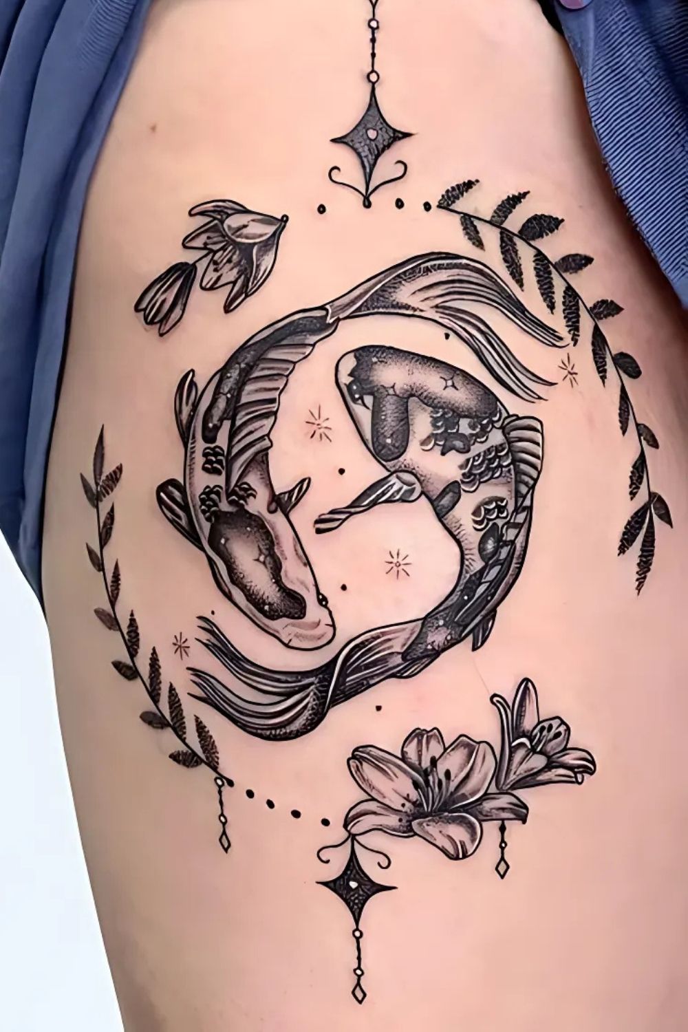 Pisces Thigh Tattoo