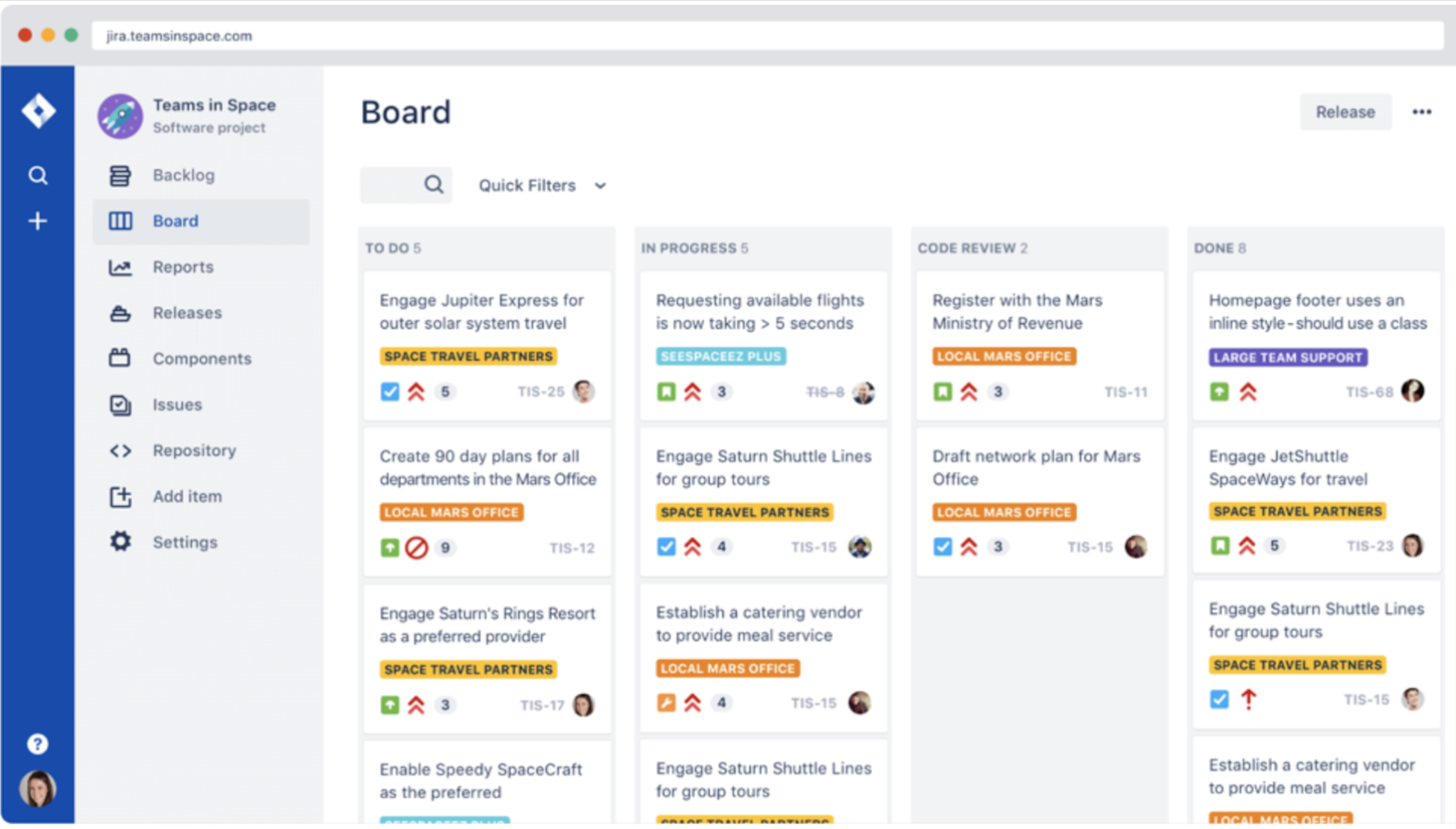 Jira project management dashboard