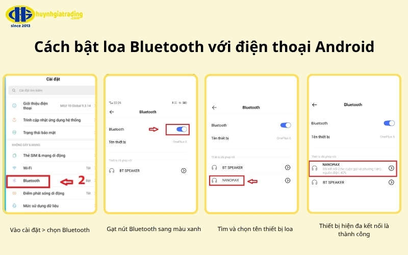 Hướng dẫn cách kết nối loa Bluetooth với điện thoại Android