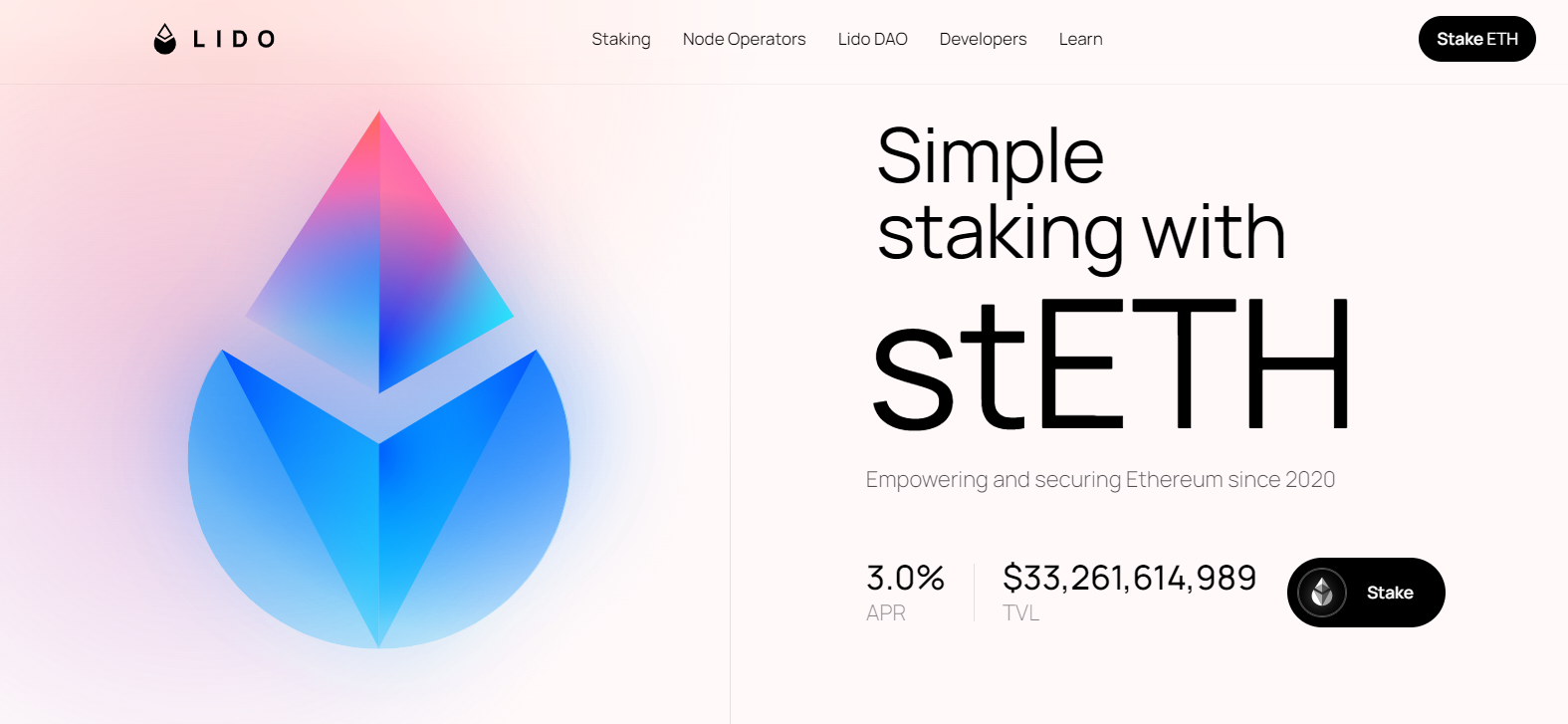 Lido offers non-custodial liquid staking for ETH and MATIC, with high security and transparency built on Ethereum.