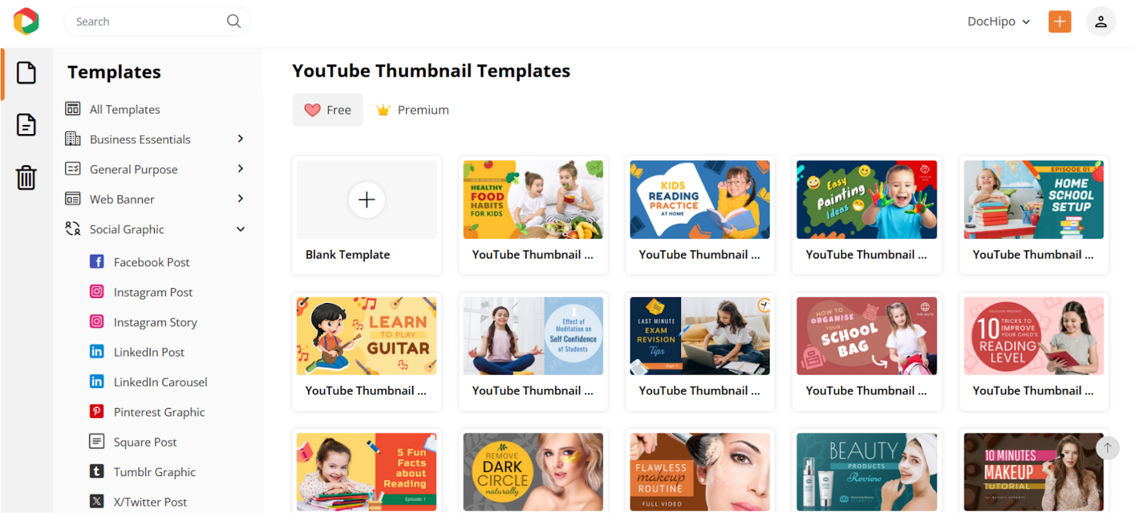 YouTube thumbnail Templates from DocHipo