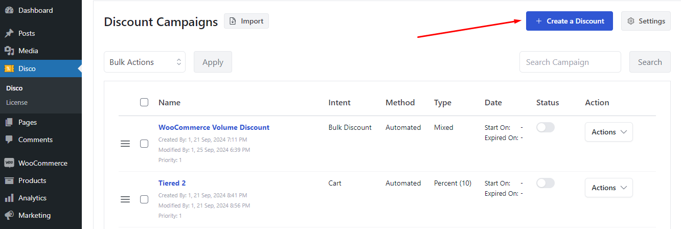 Disco create WooCommerce bulk discount