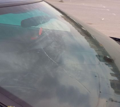 Windshield with a glass crack