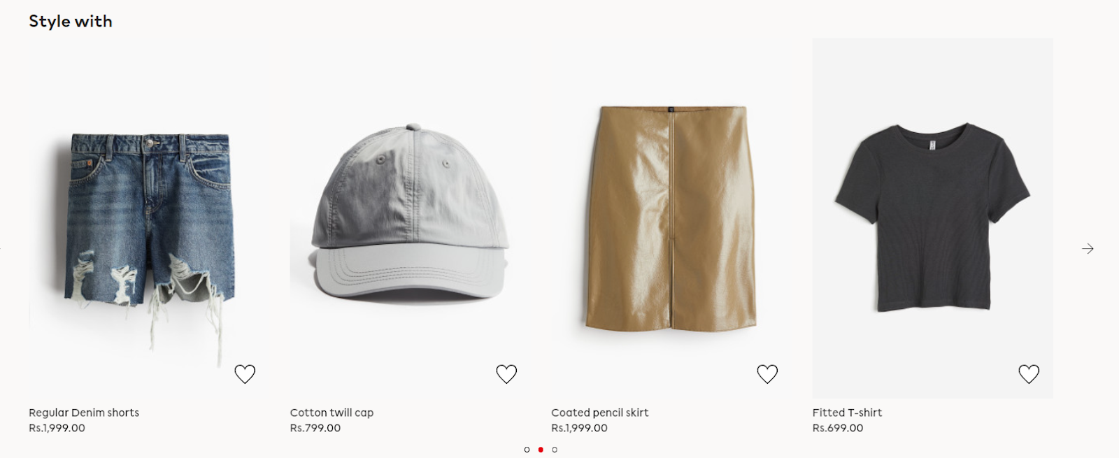 H&M suggests products under the head of “Pair with”