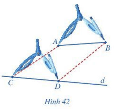 CHƯƠNG 6. HÌNH HỌC PHẲNGBÀI 3: ĐOẠN THẲNG1. HAI ĐOẠN THẲNG BẰNG NHAUBài 1: Với A, B là hai điểm đã cho, đặt cạnh của thước đi qua hai điểm A, B rồi lấy đầu bút chì vạch theo cạnh thước từ A đến B. Giải nhanh:Nét vẽ trên trang giấy là hình ảnh của đoạn thẳng AB (Hình 39).Bài 2: Quan sát Hình 41và cho biết: điểm nào thuộc đoạn thẳng IK, điểm nào không thuộc đoạn thẳng IKGiải nhanh:Hai điểm I và K thuộc đoạn thẳng IK.Điểm P nằm giữa hai điểm I, K nên điểm P thuộc đoạn thẳng IK.Điểm Q nằm giữa hai điểm I, K nên điểm Q thuộc đoạn thẳng IK.Điểm T khác hai điểm I, K và không nằm giữa hai điểm I, K nên điểm T không thuộc đoạn thẳng IK.Điểm R khác hai điểm I, K và không nằm giữa hai điểm I, K nên điểm R không thuộc đoạn thẳng IK.Vậy các điểm thuộc đoạn thẳng IK là điểm I, điểm K, điểm P và điểm Q, các điểm không thuộc đoạn thẳng IK là điểm T và điểm R.Bài 3: Thực hiện theo các bước sau ( Hình 42):Bước 1. Vẽ đoạn thẳng AB, đường thẳng d và điểm C nằm trên dBước 2. Đặt compa sao cho một mũi nhọn trùng với điểm A, mũi kia trùng với điểm B của đoạn thẳng ABBước 3. Giữ độ mở của compa không đổi, rồi đặt compa sao cho một mũi nhọn trùng với điểm C. mũi kia thuộc đường thẳng d, cho ta điểm D. Ta nhận được đoạn thẳng CD.Giải nhanh:Bước 1. Vẽ đoạn thẳng AB, đường thẳng d và điểm C nằm trên d:Bước 2. Đặt compa sao cho một mũi nhọn trùng với điểm A, mũi kia trùng với điểm B của đoạn thẳng ABBước 3. Giữ độ mở của compa không đổi, rồi đặt compa sao cho một mũi nhọn trùng với điểm C. mũi kia thuộc đường thẳng d, cho ta điểm D. Ta nhận được đoạn thẳng CD.2. ĐỘ DÀI ĐOẠN THẲNGBài 1: Quan sát Hình 44.a) Hãy đo độ dài của các đoạn thẳng trong Hình 44.b) So sánh độ dài của hai đoạn thẳng AB và CD; AB và EG.Giải nhanh:Học sinh thực hành đo độ dàiCD < AB = EGBài 2: Quan sát Hình 45, đo rồi sắp xếp ba đoạn thẳng AB, BC, CA theo thứ tự từ nhỏ đến lớn.Giải nhanh:Sử dụng thước đo độ dài để đo độ dài các đoạn thẳng trên Hình 45, ta được:AB = 1,5 cm;AC = 2 cm;BC = 2,5 cm.Vì 1,5 < 2 < 2,5 nên AB < AC < BC.Vậy độ dài các đoạn thẳng theo thứ tự từ nhỏ đến lớn là: AB; AC; BC.3. TRUNG ĐIỂM CỦA ĐOẠN THẲNGBài 1: Quan sát đoạn thẳng AB trên giấy ô vuông (Hình 46). Gấp giấy sao cho điểm B trùng vào điểm A. Nếp gấp cắt đoạn thẳng AB tại điểm M. Hãy so sánh hai đoạn thẳng MA và MBGiải nhanh:Gấp đôi giấy để điểm B trùng với điểm A, ta được:Nếp gấp cắt đoạn thẳng AB tại điểm MTiến hành đo độ dài đoạn MA, MB ta được:MA = 3cm; MB = 3cm.Suy ra MA = MB = 3 cm.Vậy MA = MB. Bài 2: Nếu dùng một sợi dây để chia một thanh gỗ thẳng thành hai phần bằng nhau thì nên làm thế nào ?Giải nhanh:Ta có một thanh gỗ như sau:Và một sợi dây: Để chia thanh gỗ thành hai phần bằng nhau, ta làm như sau:Đặt một đầu sợi dây vào đầu thanh gỗ kéo căng theo chiều dài thanh gỗ, đánh dấu đầu còn lại của thanh gỗ trên sợi dây và cắt phần dây thừa đi.Sau đó gập đôi sợi dây lại sao cho hai đầu sợi dây trùng nhau. Đánh dấu điểm gấp điểm đó chính là trung điểm của sợi dây và cũng chính là trung điểm của độ dài thanh gỗ. Tiếp đó căng lại sợi dây theo chiều dài và đánh dấu trên thanh gỗ. Dùng cưa cắt đôi thanh gỗ đó theo dấu vừa đánh ta chia được thanh gỗ thành hai phần bằng nhau.BÀI TẬPBài 1: Quan sát Hình 49 và cho biết: điểm nào thuộc đoạn thẳng MN, điểm nào không thuộc đoạn thẳng MN.Giải nhanh:Dựa vào hình vẽ, ta thấy: Hai điểm M và N thuộc đoạn thẳng MN, điểm P nằm giữa hai điểm M và N nên điểm P là điểm thuộc đoạn thẳng MN. Điểm Q khác hai điểm M và N, không nằm giữa M và N nên điểm Q không thuộc đoạn thẳng MN.Bài 2: Vẽ đoạn thẳng PQ. Vẽ điểm I thuộc đoạn thẳng PQ và điểm K không thuộc đoạn thẳng PQ. Giải nhanh:- Vẽ đoạn thẳng PQ:Chấm hai điểm P và Q trên giấy, sau đó dùng thước nối hai điểm P với Q ta được đoạn thẳng PQ.- Vì điểm I thuộc đoạn thẳng PQ nên điểm I nằm giữa hai điểm P và Q. Do đó ta có hình vẽ sau:- Vì điểm K không thuộc đoạn thẳng PQ nên có thể lấy điểm K, sao cho:+) K thuộc đường thẳng PQ nhưng khác P và Q và không nằm giữa P và Q:+) K không thuộc đường thẳng PQ:Bài 3: Phát biểu đầy đủ các khẳng định sau đây:a) Nếu điểm C là trung điểm của đoạn thẳng PQ thì điểm...nằm giữa hai điểm...hai đoạn thẳng...bằng nhau.b) Nếu điểm G nằm giữa hai điểm I, K và GI = GK thì điểm ...là trung điểm của đoạn thẳng...Giải nhanh:a) Nếu điểm C là trung điểm của đoạn thẳng PQ thì điểm C nằm giữa hai điểm P, Q và hai đoạn thẳng PC, QC bằng nhau.b) Nếu điểm G nằm giữa hai điểm I, K và GI = GK thì điểm G là trung điểm của đoạn thẳng IK.Bài 4: Quan sát Hình 50.a) Điểm I thuộc những đoạn thẳng nào? b) Điểm I là trung điểm của những đoạn thẳng nào? c) Điểm A không thuộc những đoạn thẳng nào? Giải nhanh:a) Quan sát Hình 50, ta có:Trong ba điểm thẳng hàng A, I, B điểm I nằm giữa hai điểm A và B nên I thuộc đoạn thẳng AB.Trong ba điểm thẳng hàng C, I, D điểm I nằm giữa hai điểm C và D nên I thuộc đoạn thẳng CD.b) Ta có I nằm giữa hai điểm A và B, IA = IB = 3cm nên I là trung điểm của đoạn thẳng AB.Ta có I nằm giữa hai điểm C và D, IC = ID = 4cm nên I là trung điểm của đoạn thẳng CD.Vậy I là trung điểm của đoạn thẳng AB và đoạn thẳng CD.c) Điểm A khác hai điểm I, C và không nằm giữa hai điểm I và C nên điểm A không thuộc đoạn thẳng IC.Điểm A khác hai điểm I, D và không nằm giữa hai điểm I và D nên điểm A không thuộc đoạn thẳng ID.Điểm A khác hai điểm C, D và không nằm giữa hai điểm C và D nên điểm A không thuộc đoạn thẳng CD.Điểm A khác hai điểm I, B và không nằm giữa hai điểm I và B nên điểm A không thuộc đoạn thẳng IB.Vậy điểm A không thuộc các đoạn thẳng IC, ID, CD và IB.Bài 5: Trong Hình 51, biết AB = 4cm, BC = 7cm, CD = 3cm, AD = 9cm.a) Tính độ dài đường gấp khúc ABCD. b) So sánh độ dài đường gấp khúc ABCD và độ dài đoạn thẳng AD. Giải nhanh:a) Độ dài đường gấp khúc ABCD bằng độ dài đoạn AB cộng độ dài đoạn BC cộng độ dài đoạn CD và bằng: 4 + 7 + 3 = 14 (cm).Vậy độ dài đường gấp khúc ABCD bằng 14 cm.b) Vì 14 > 9 nên độ dài đường gấp khúc ABCD lớn hơn độ dài đoạn thẳng AD.Vậy độ dài đường gấp khúc ABCD lớn hơn độ dài đoạn thẳng AD.Bài 6: Hãy tìm một số hình ảnh về đoạn thẳng và trung điểm của đoạn thẳng trong thực tiễn.Giải nhanh:+) Bập bênh: Điểm tựa của bập bênh chính là trung điểm của thanh ngồi.Điểm đặt trục M của cân sẽ là trung điểm của đoạn thẳng AB.TÌM TÒI VÀ MỞ RỘNG