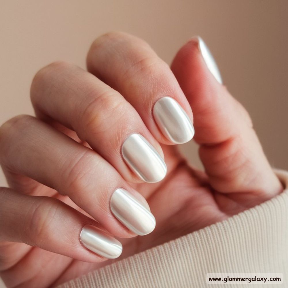 Classy Fall Nails having Elegant Pearly White