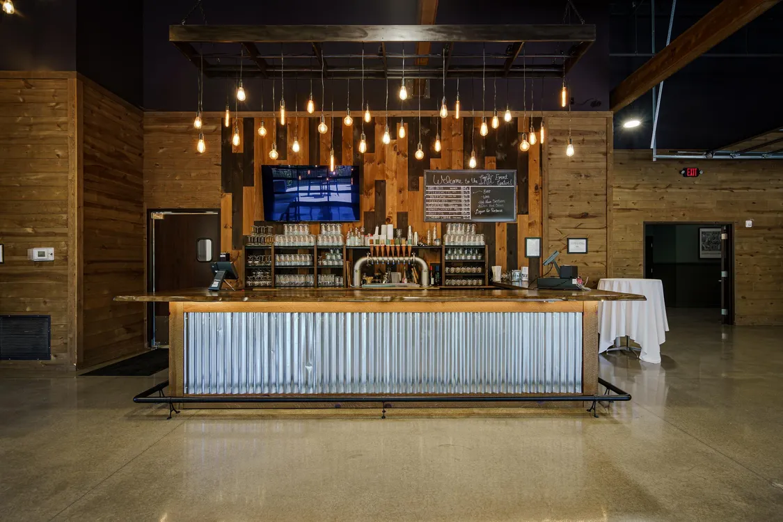 Entrance of LMBC Event Center with bar countertop
