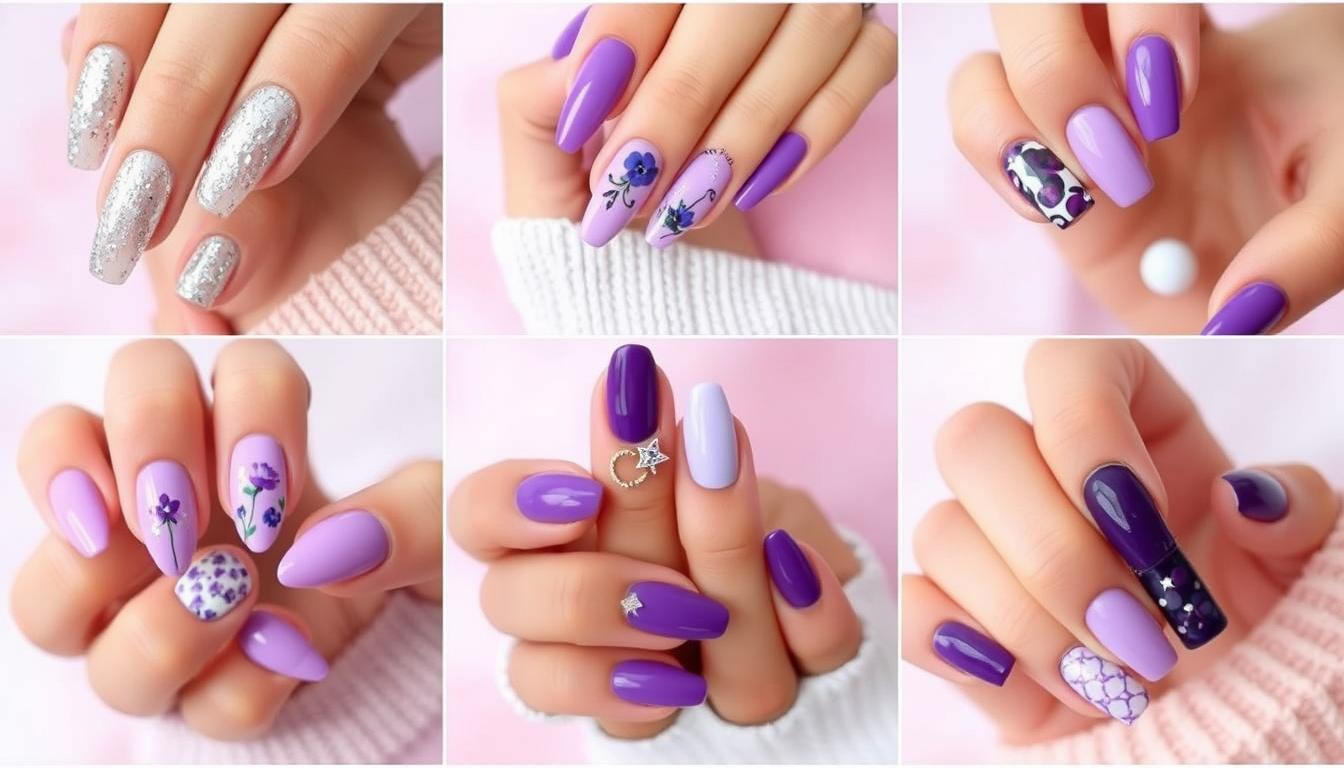 cute purple nail designs