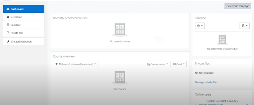 access moodle dashboard