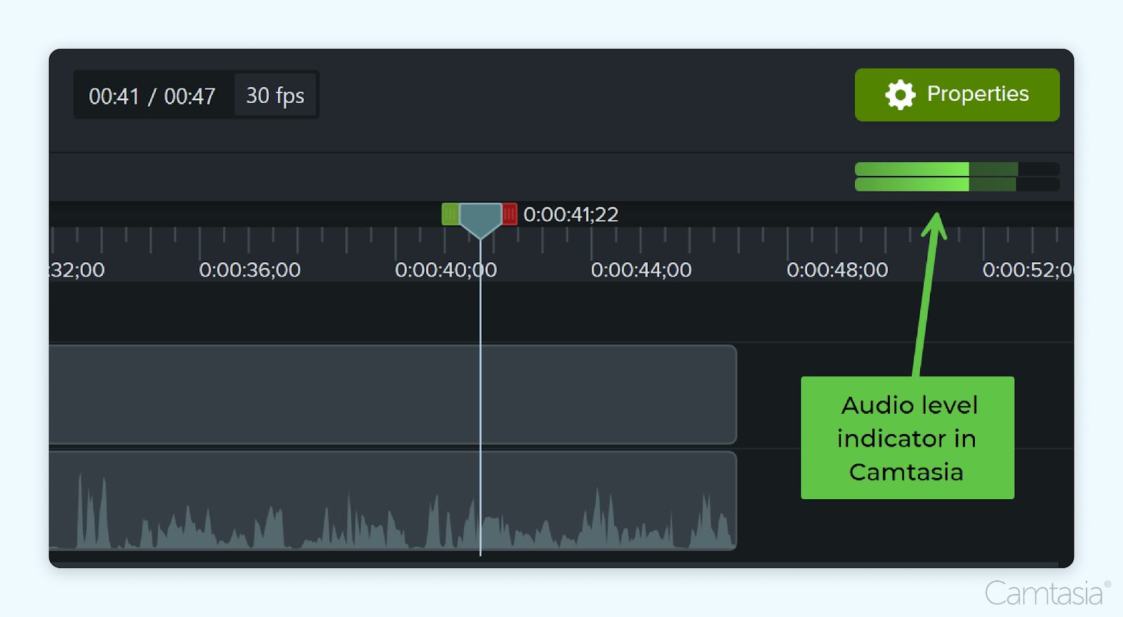 Audio level indicator in Camtasia