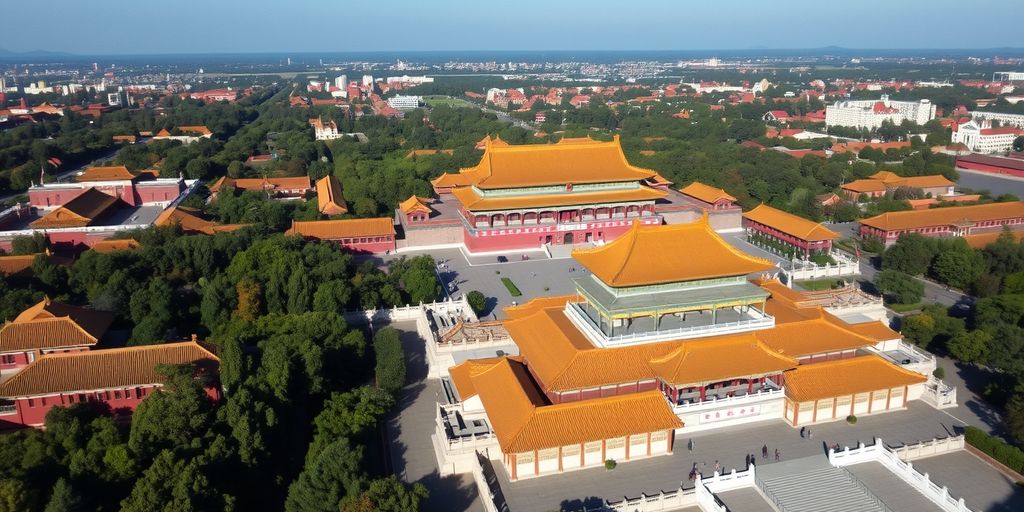 Aerial view of the Forbidden City in Beijing