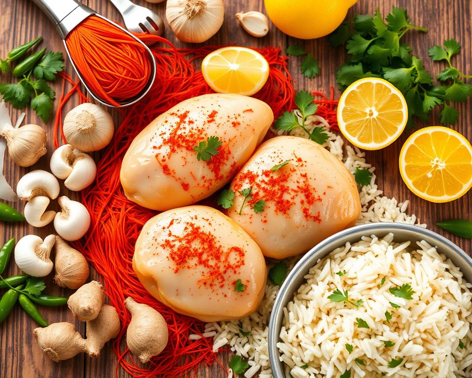 saffron chicken and rice ingredients