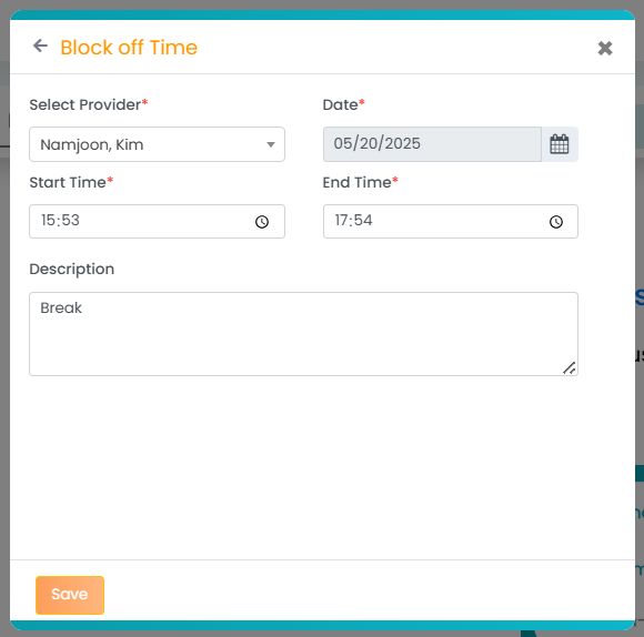 Block off time Screenshot image
