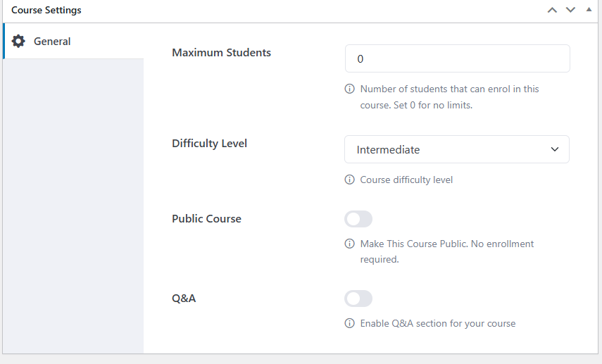 adjust course settings