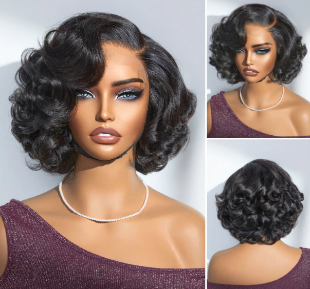 Black woman wearing glueless lace front wig