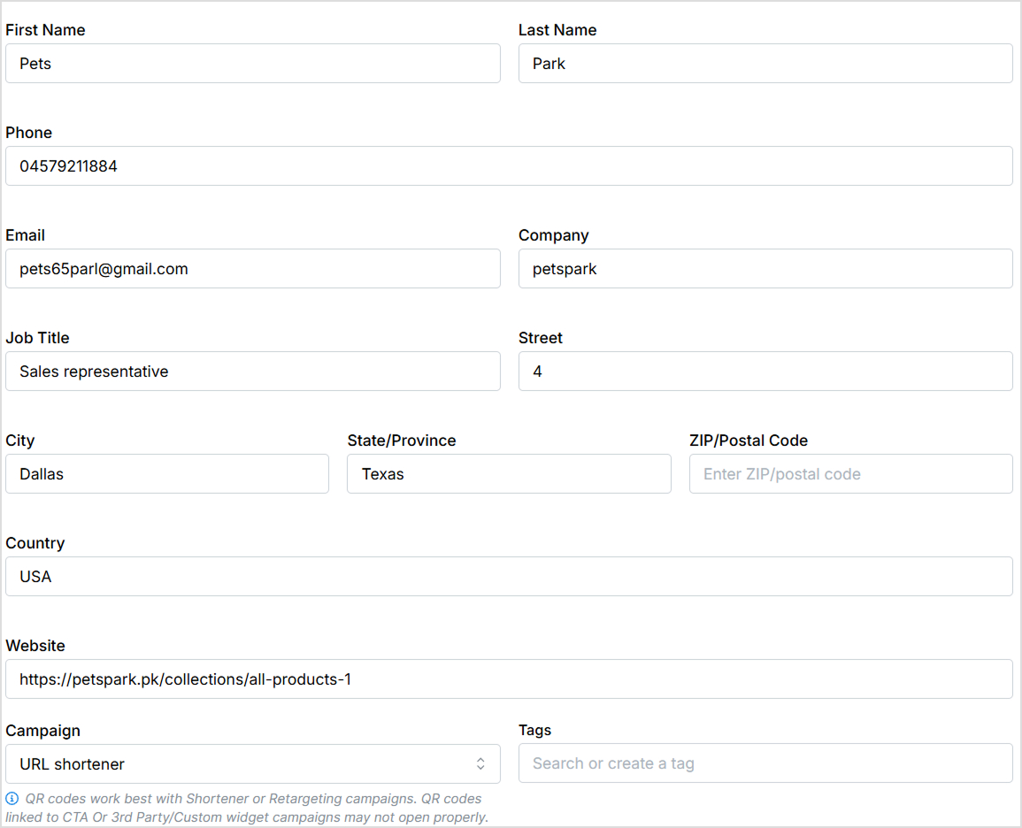 add contact information 