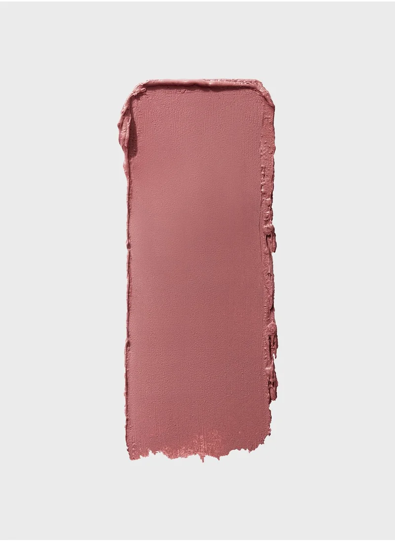 Almond pink Maybelline lipstick in a rich matte block swatch, known for its flattering tone on warm to neutral skin.