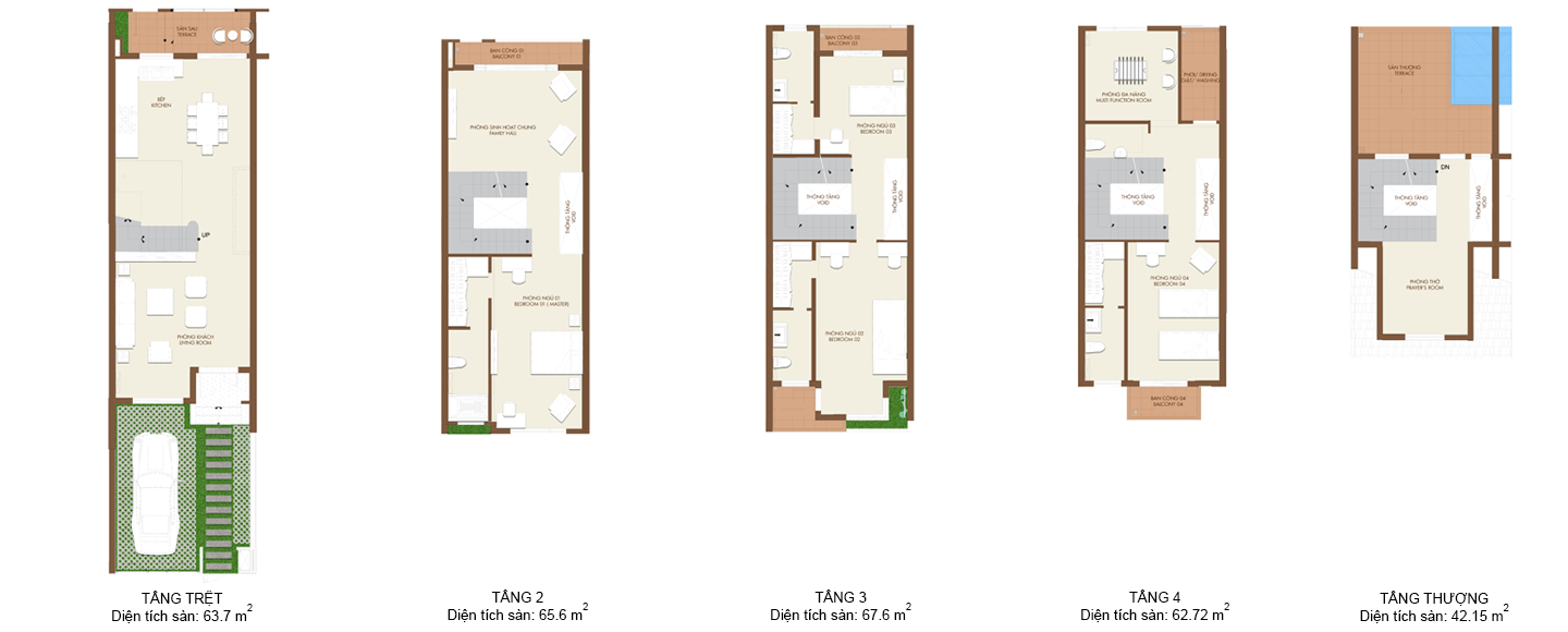 Mặt bằng nhà phố Haruka Terrace loại 2