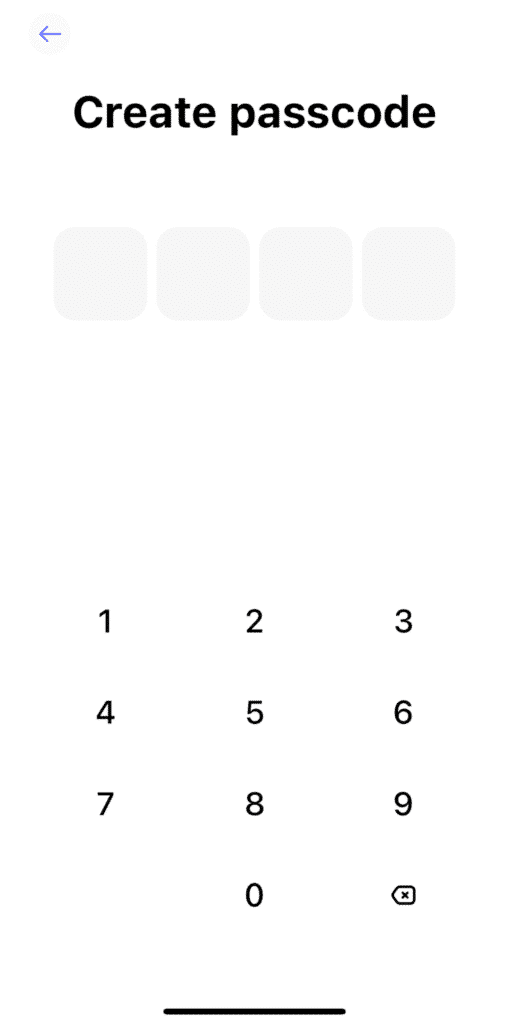 Create Best Wallet passcode during account creation.