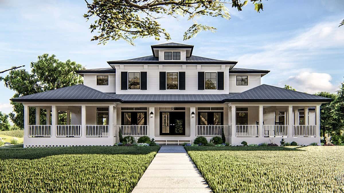 4-Bedroom Two-Story Country Home for a Corner Lot with Wraparound Porch