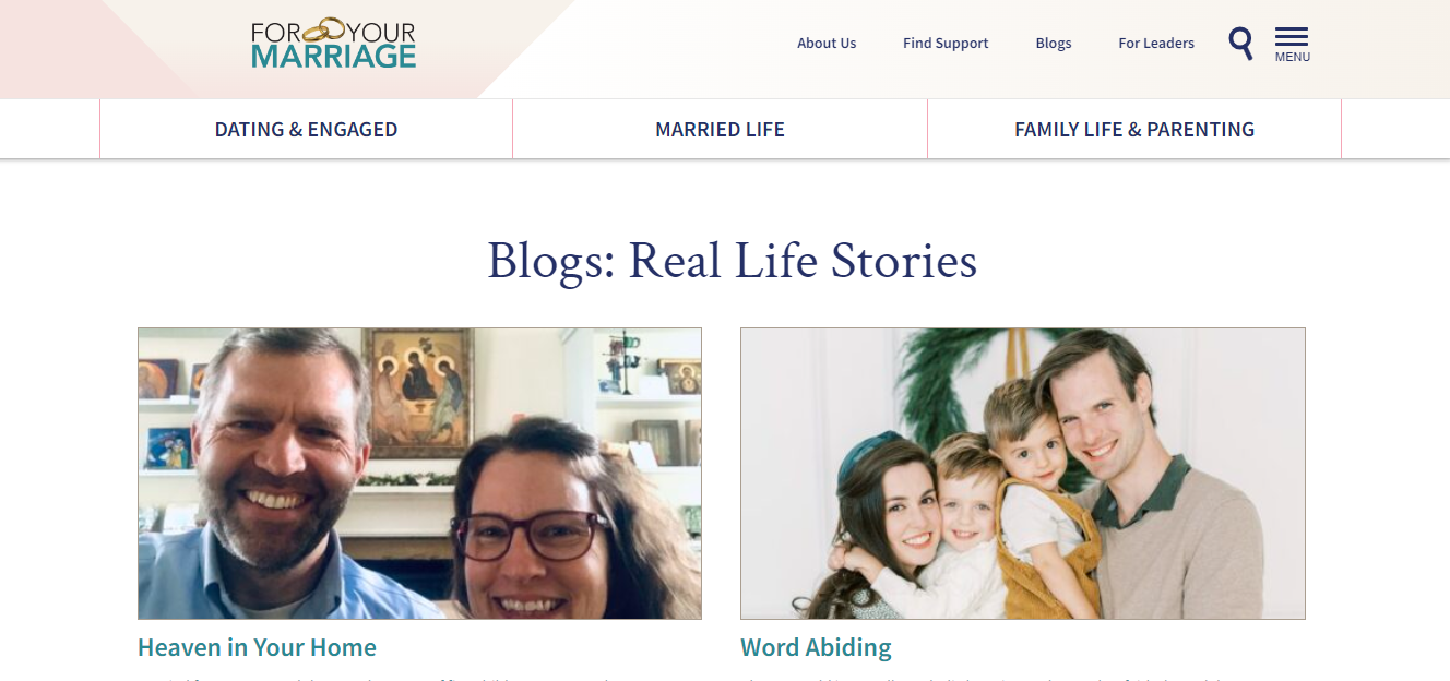 For Your Marriage blog homepage - one of the top love blogs