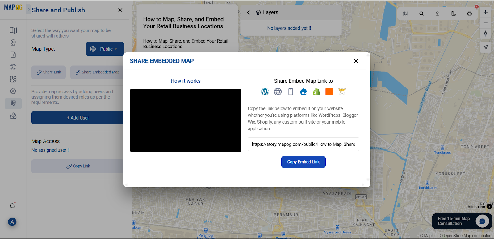 Share or Embed the Map Anywhere