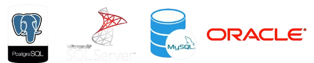 Imagen que muestra ejemplos de las bases de datos más comunes: postgre sql, sql my server, my sql y oracle sql