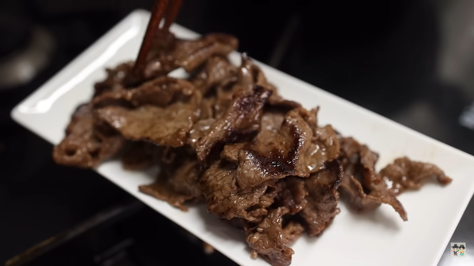 Thinly sliced beef is seared quickly to develop flavor