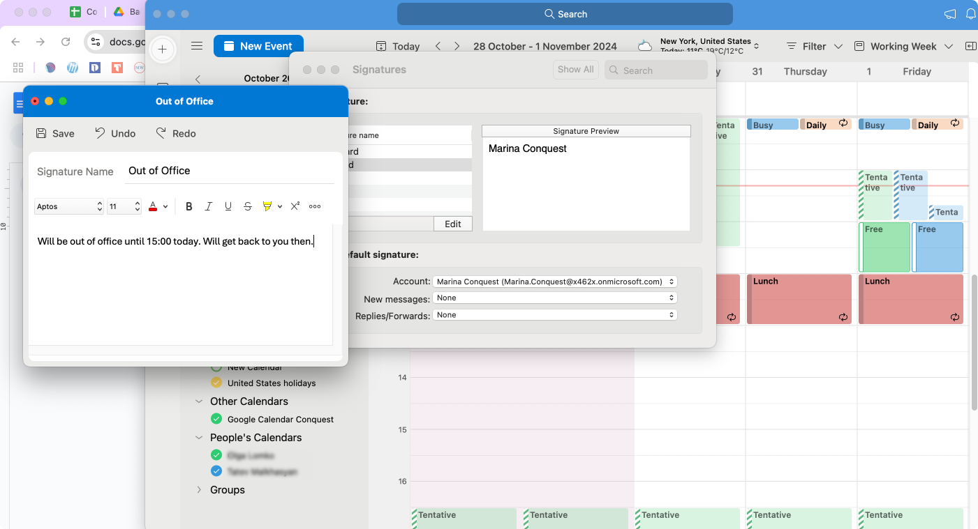 Pic. 13. Configuring a signature in Outlook for Mac.