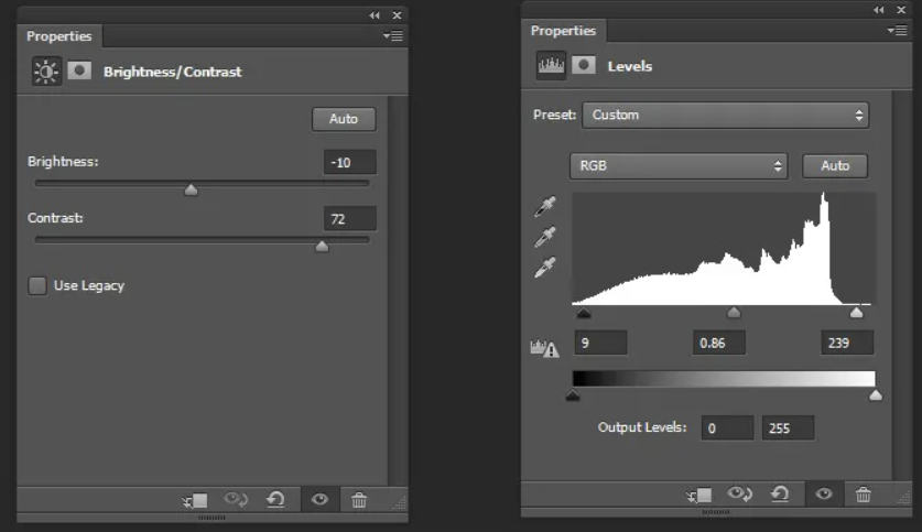 brightness and contrast setting  photoshop