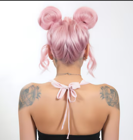 space bun wig style