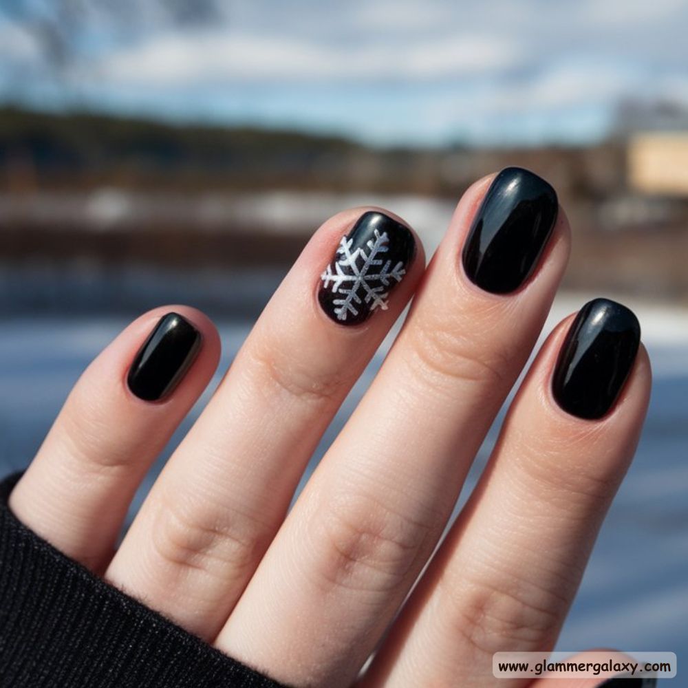 Dark Winter Nails having Classic Black Nails
