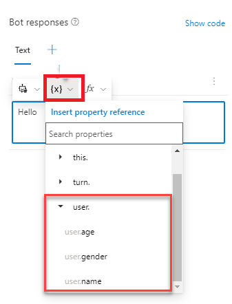 find dialog variables