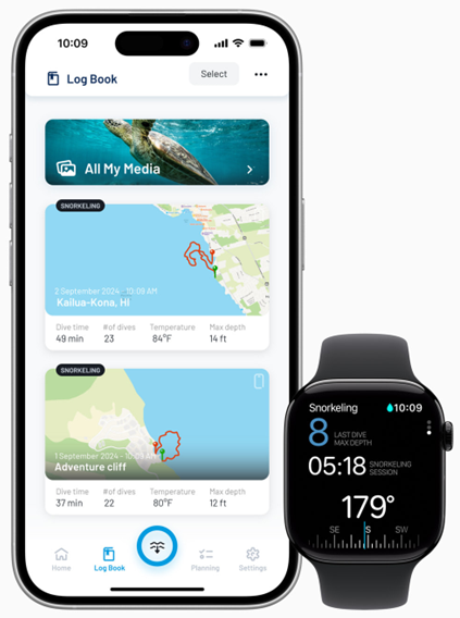 Apple Watch Series 10 and Oceanic+ App.

The Oceanic+ app is now available for Apple Watch Series 10, with new features for snorkeling.