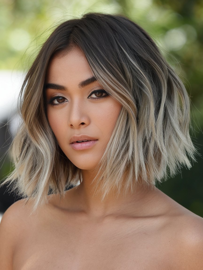 2. Neck-Length Razored Wavy Bob