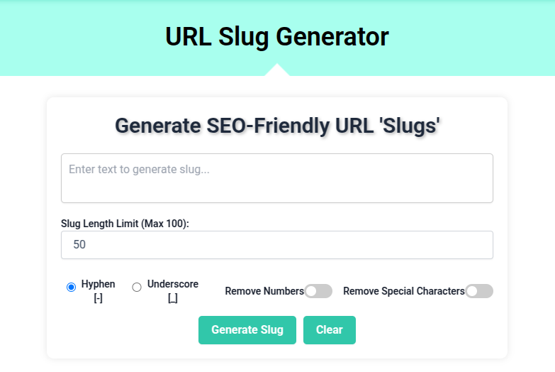 URL Slug Generator tool