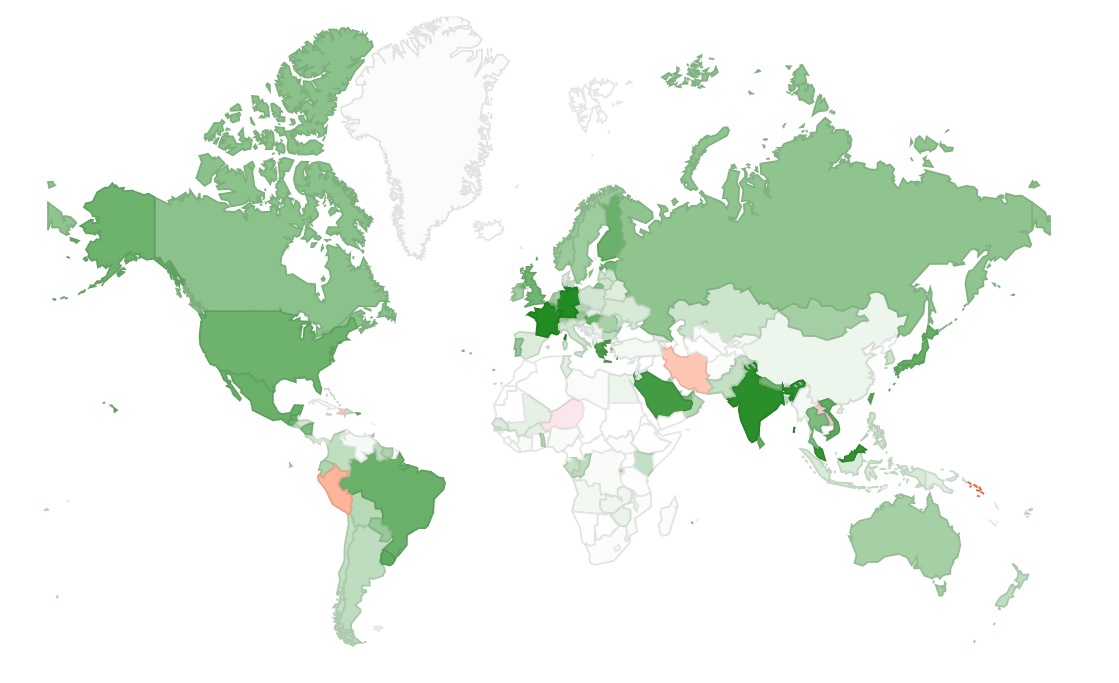 map of IPv6 adoption rate worldwide