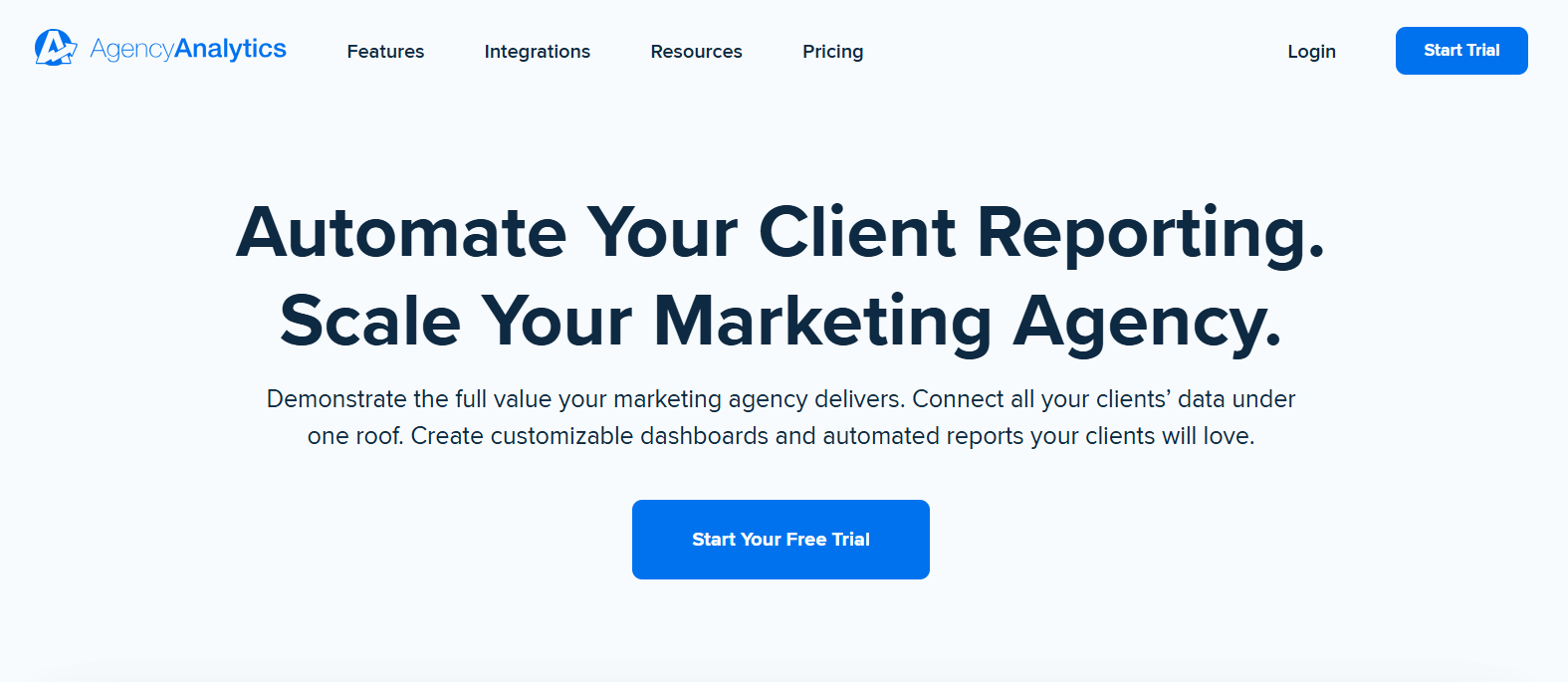 AgencyAnalytics Homepage