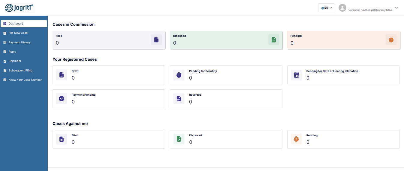 E-Jagriti Consumer Account Dashboard