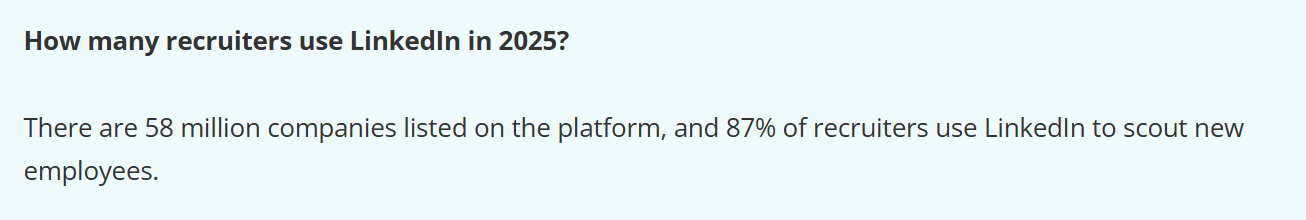  A Q&A depicting the number of LinkedIn recruiters in 2025