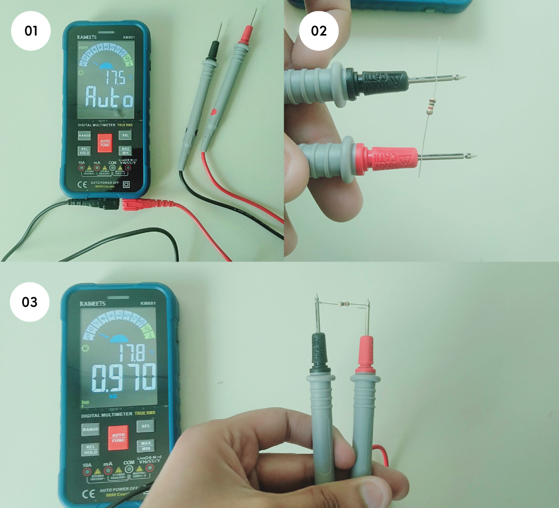 Resistance measurement using multimeter 