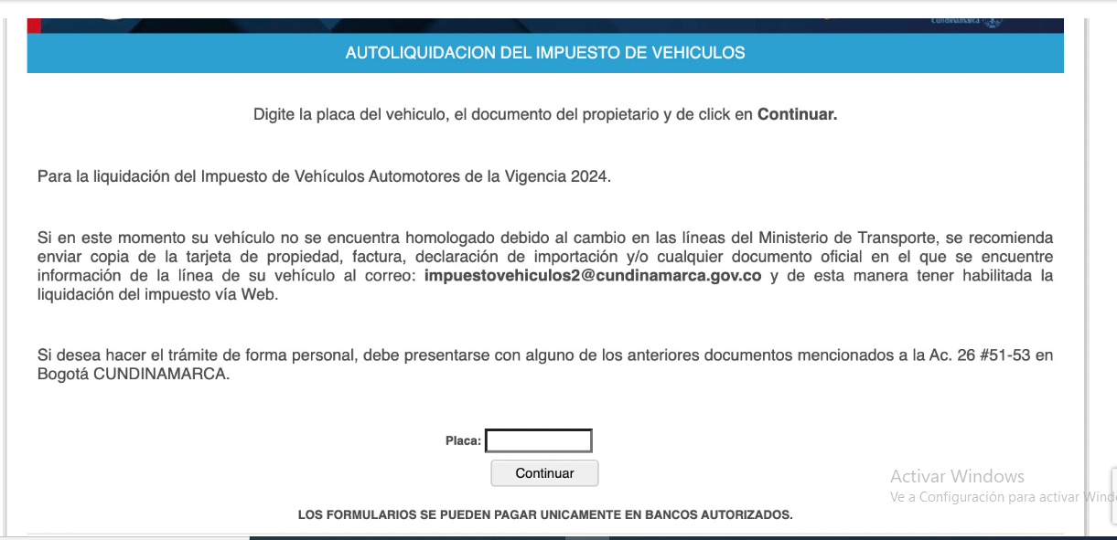 Plataforma vehicular en Cundinamarca 2025.