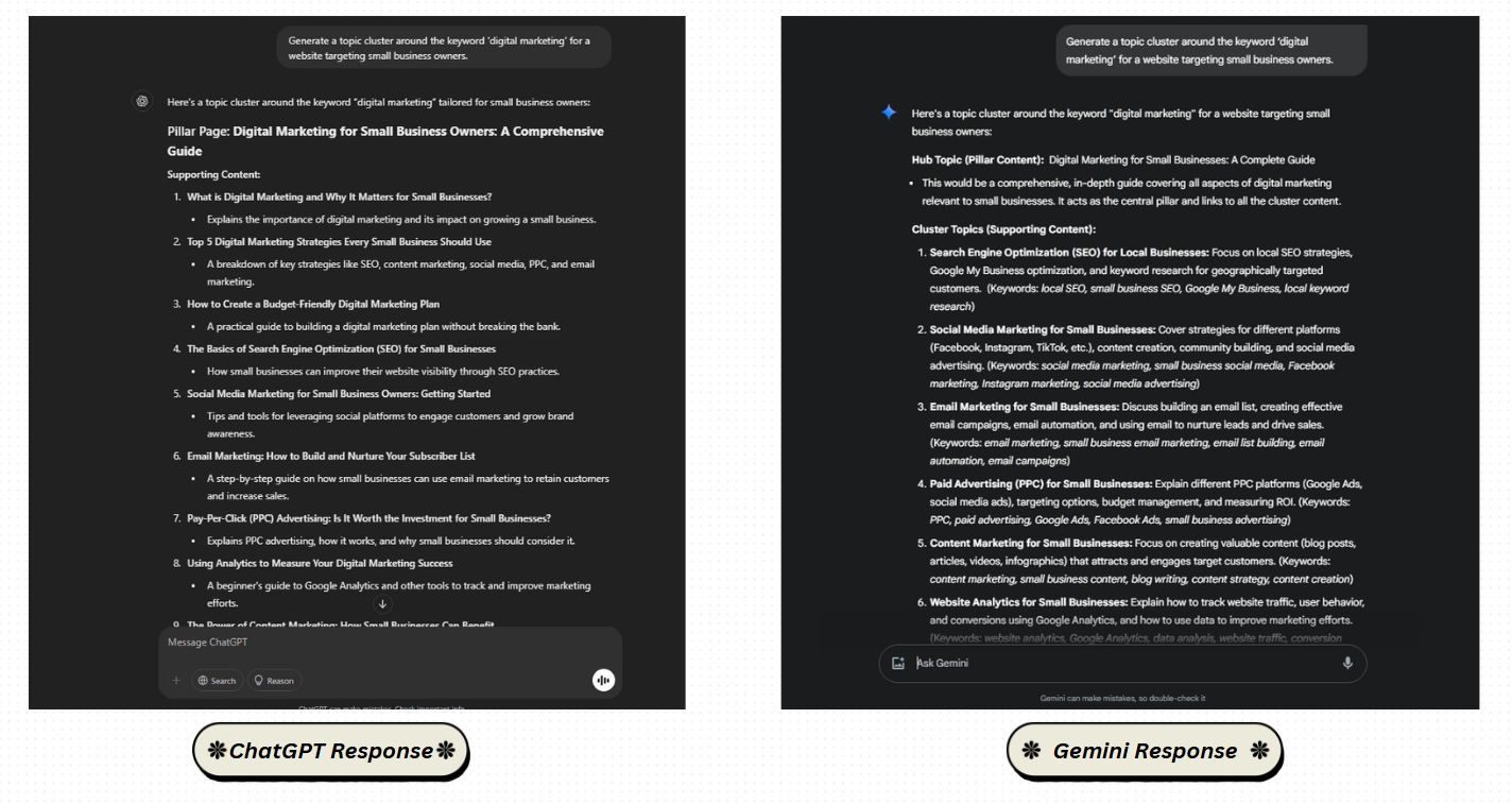 Gemini vs. ChatGPT comparison by prompting use case #2