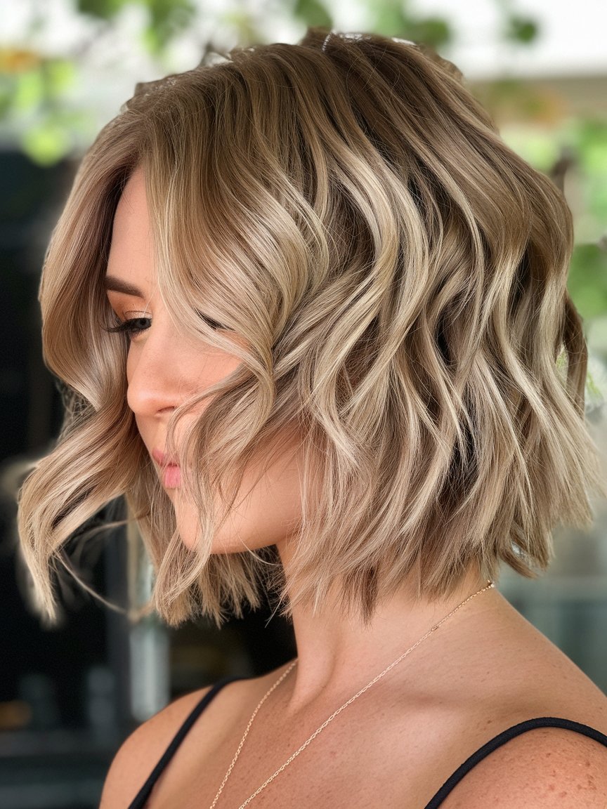 27. Natural-Looking Wavy Bob