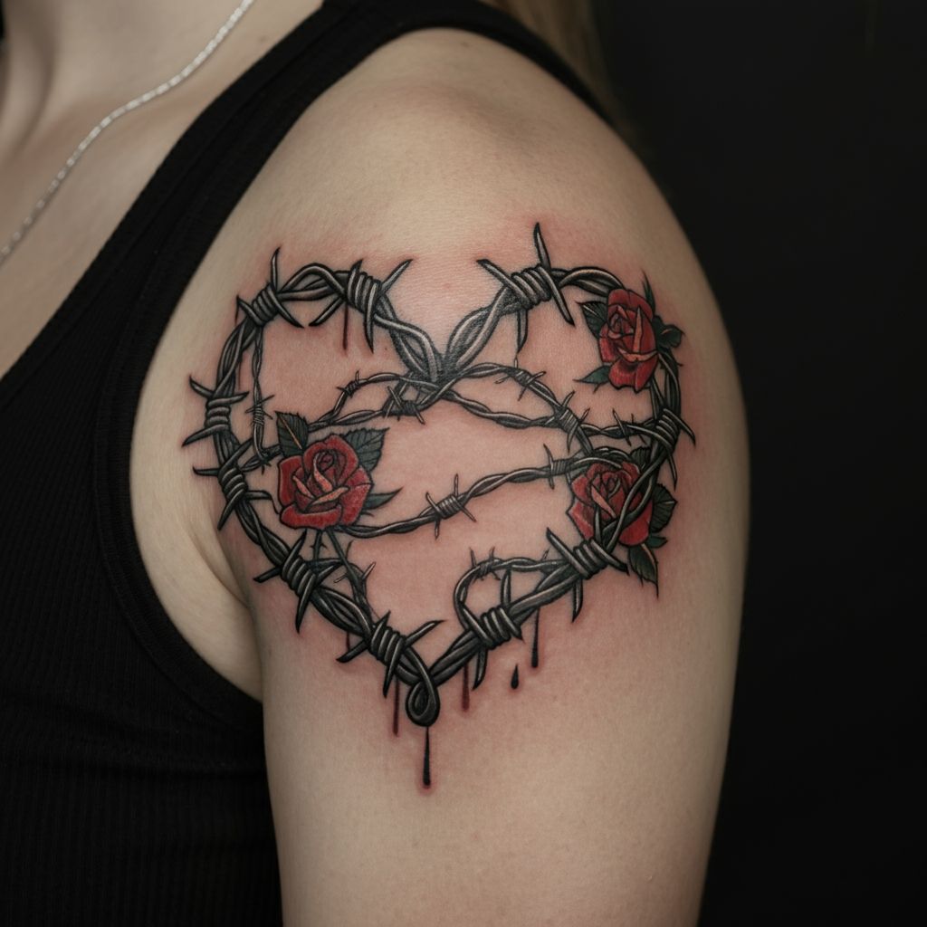 Barbed Wire Heart Tattoo