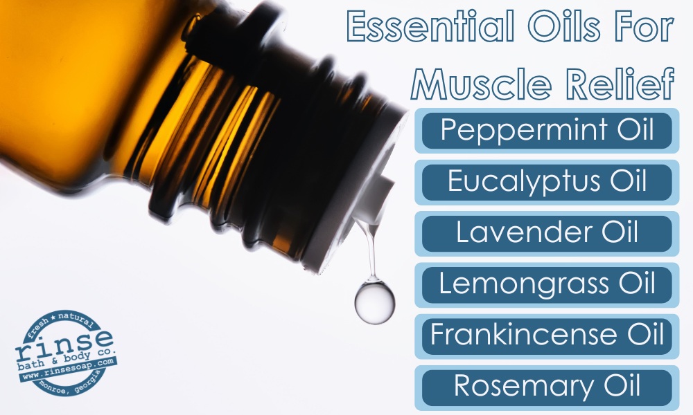 infographic showing essential oils for muscle relief