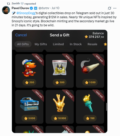 Snoop Dogg ने Telegram के साथ मिलकर लॉन्च किया Gifts Track