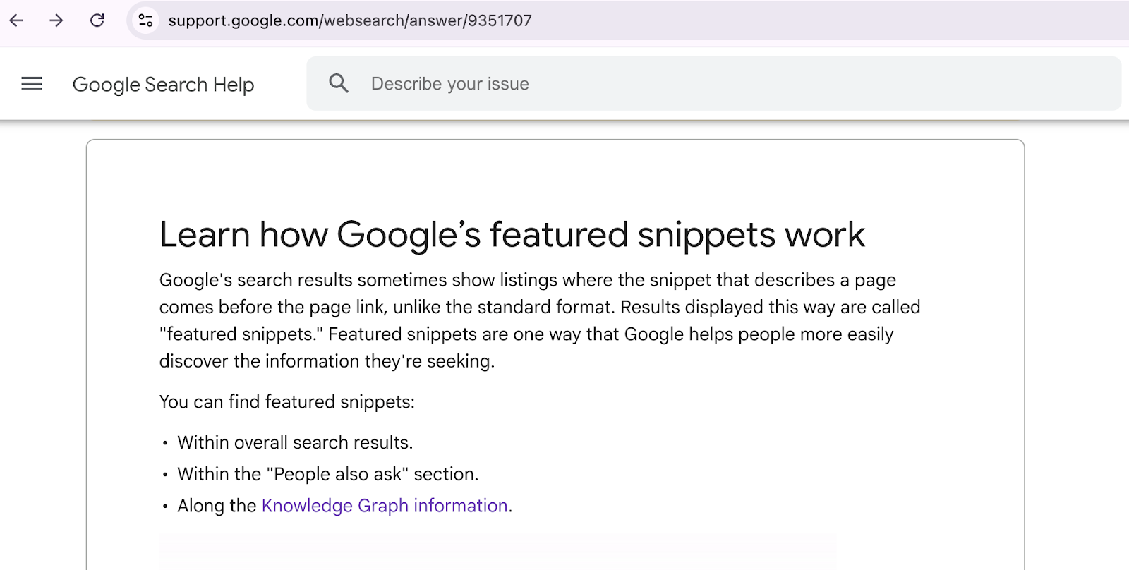 Featured Snippet Example 1